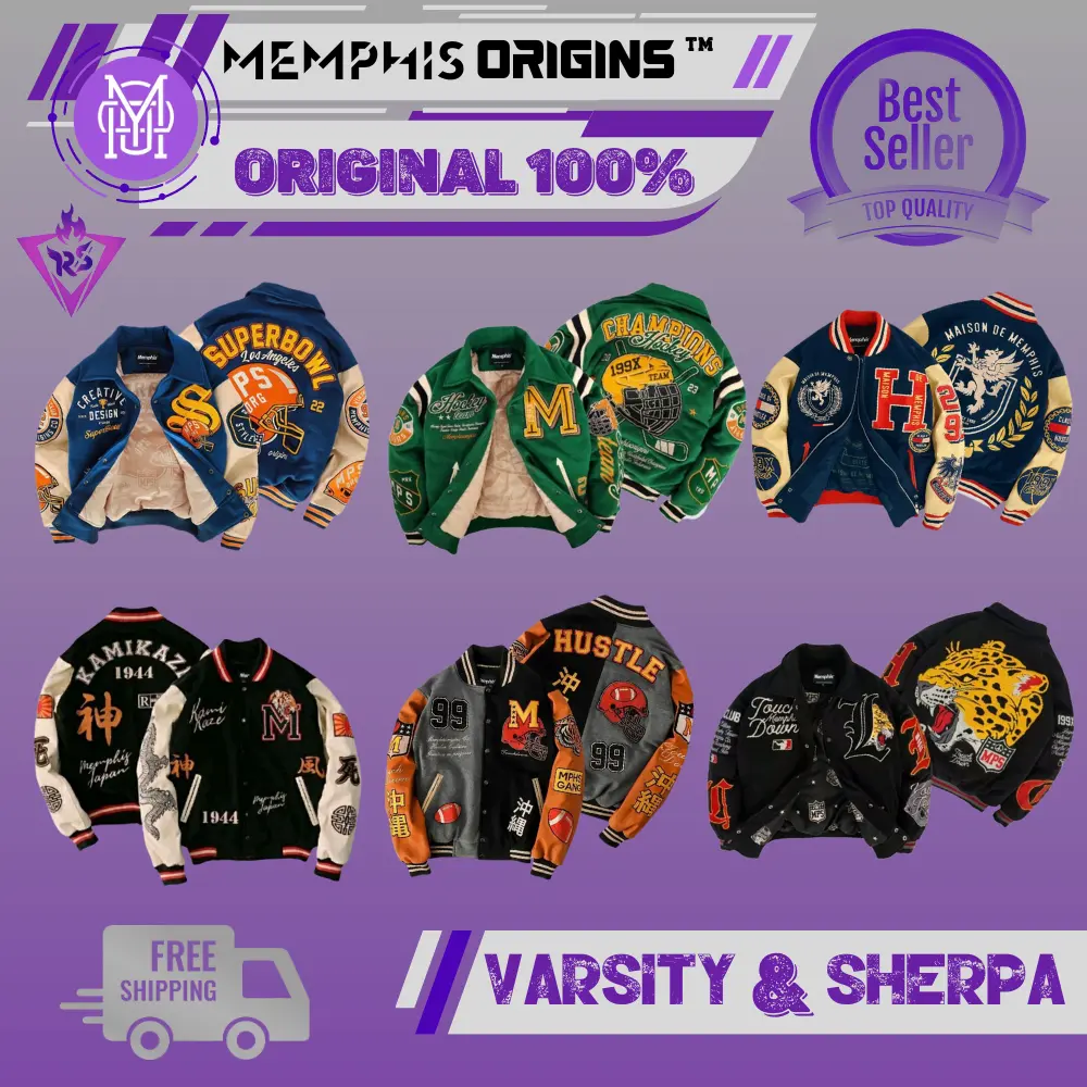 Jaket VARSITY MEMPHISORIGINS ORIGINAL 100% | Memphisorigins x Bigetron | Varsity Nusantara | Sherpa Brave | Varsity Superbowl | Varsity Hockey | Britain | Sherpa Diablo | Okayama | League | Touchdown | Undefeated | Leopard | Okinawa | Kamikaze
