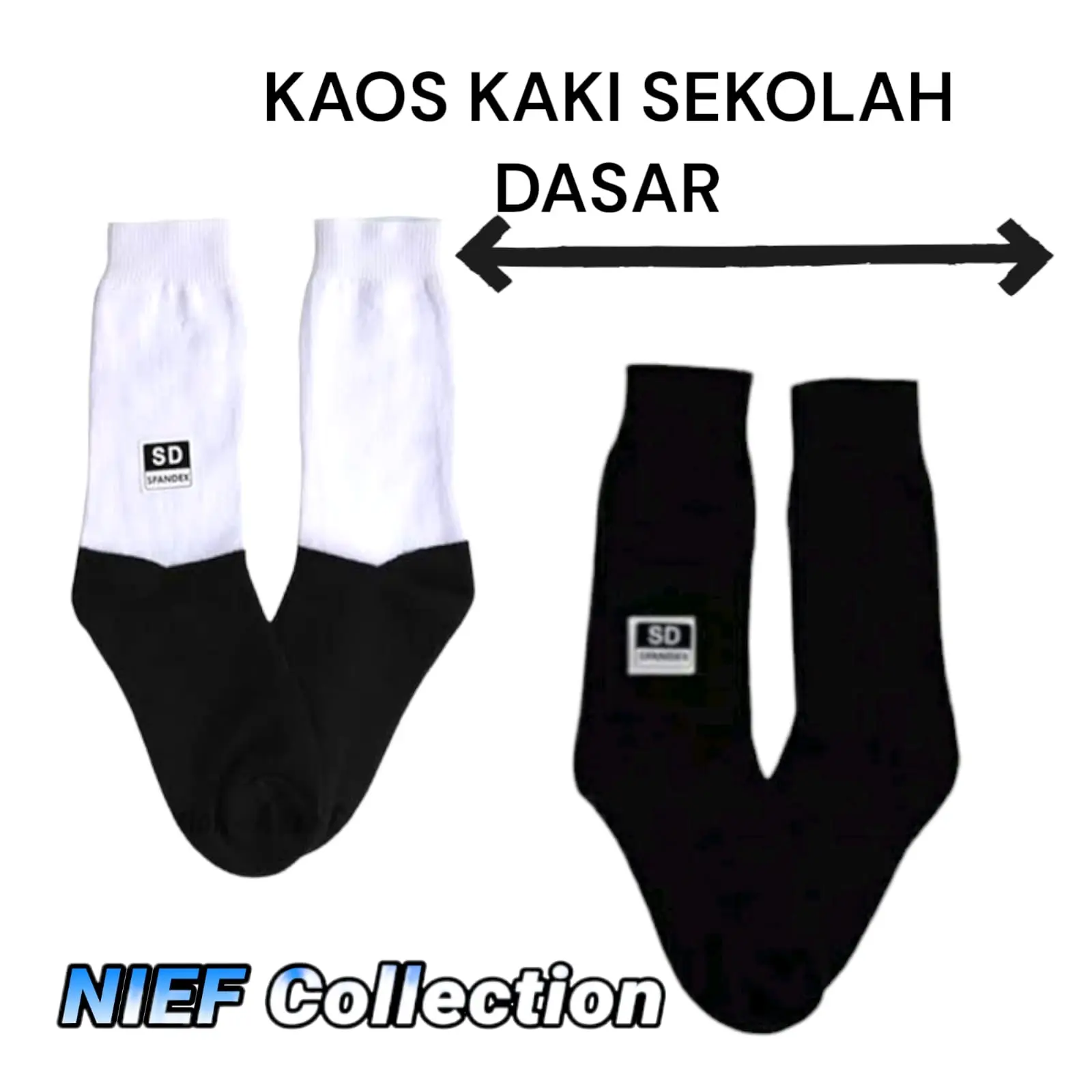 KOAS KAKI SEKOLAH DASAR SD PUTIH/HITAM UKURAN STANDAR SD Pria