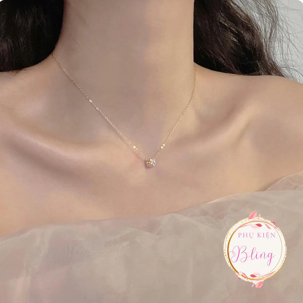 Dây Chuyền Trang Sức Nữ Hình Trụ D001 Titan Bền Màu Không Đen, Rỉ