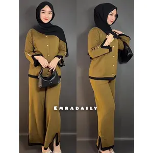 Emradaily Oneset Aira Setelan Jumbo Wanita Bahan Crinkle Airflow Adem Oneset Daily Full Kancing aktif Ld 120