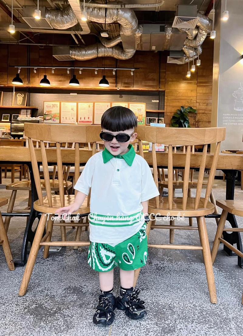 Product Introduction of HG101 : (10/30kg) SET BỘ POLO VIỀN GẤU HOA VĂN NEW 2024 CHẤT COTTON CHO BÉ TRAI Quần Vải Cotton Sandal 2