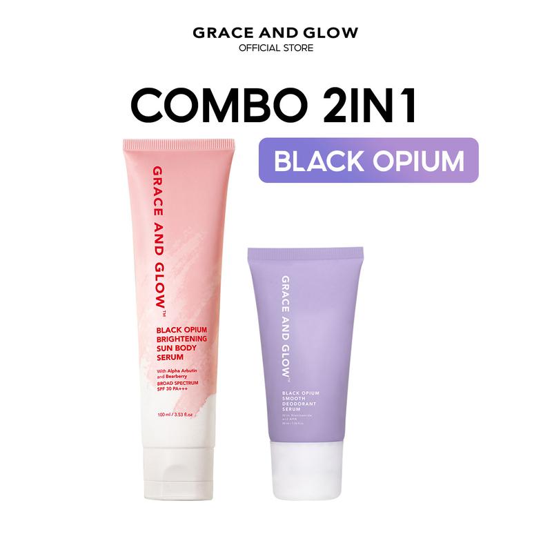 Combo Black Opium mới Xịt tóc, Lăn Khử Mùi và Sữa dưỡng thể chống nắng Grace and Glow