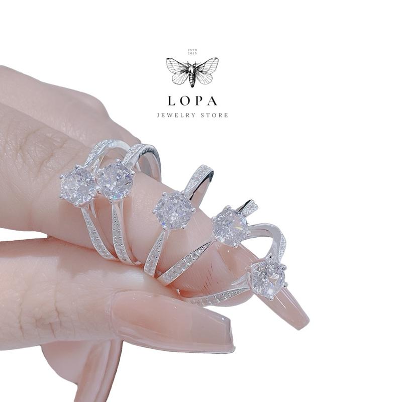 Nhẫn bạc nữ Bạc LoPa, nhẫn dáng cầu hôn nhẹ nhàng thanh lịch, Bạc LoPa sk25