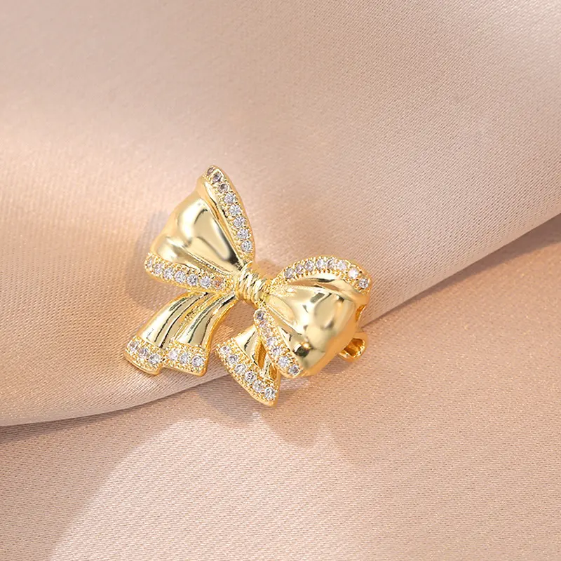 Runaway Princess Bowknot Ring for Women, Internet Celebrity Sweet Light Luxury Style Zircon Micro-inlaid Gold Open Finger Ring for Women