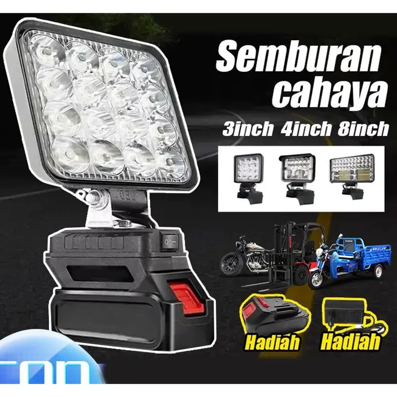 Lampu LED untuk Baterai Makita 4Inch Lampu Sorot Portabel Outdoor Kerja Memancing Alat Darurat Tangan Lampu 0