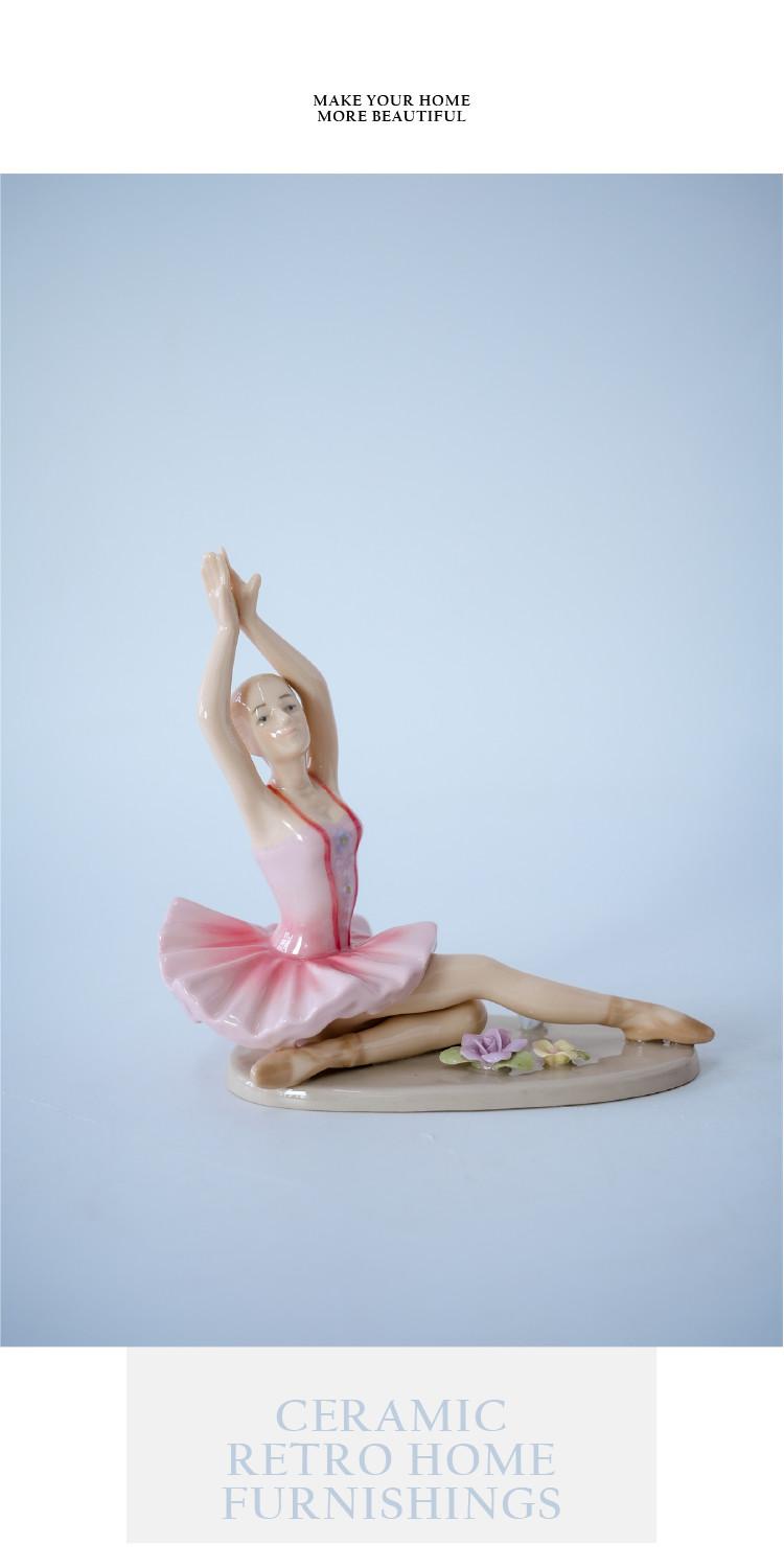 Product Introduction of Retro European-Style High Temperature Porcelain Home Decoration Ballet Girl Sitting Position Raise Hand 0