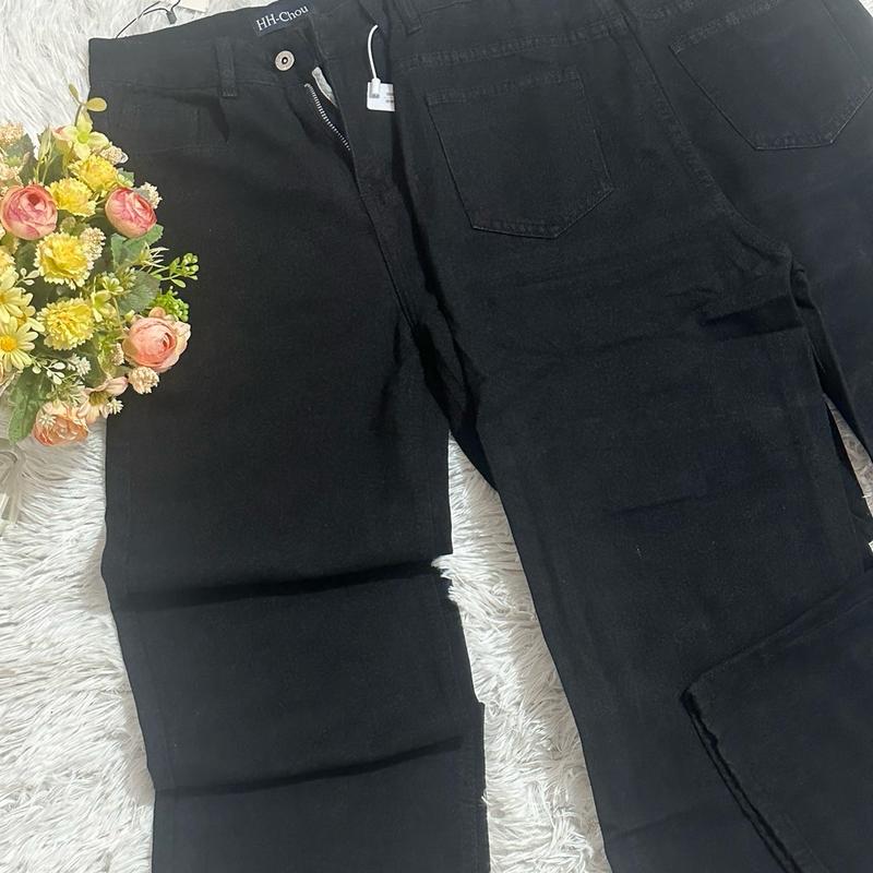 V.M-Quần Jeans Nữ Suông Màu Đen Tuyền (S-2XL) Chất Vải QC Mềm VM3618 Women Pants | BigBuy360 - bigbuy360.vn