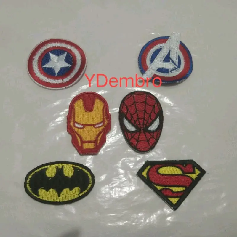 Patch Bordir Karakter Super Hero Iron On Anyaman Renda 0