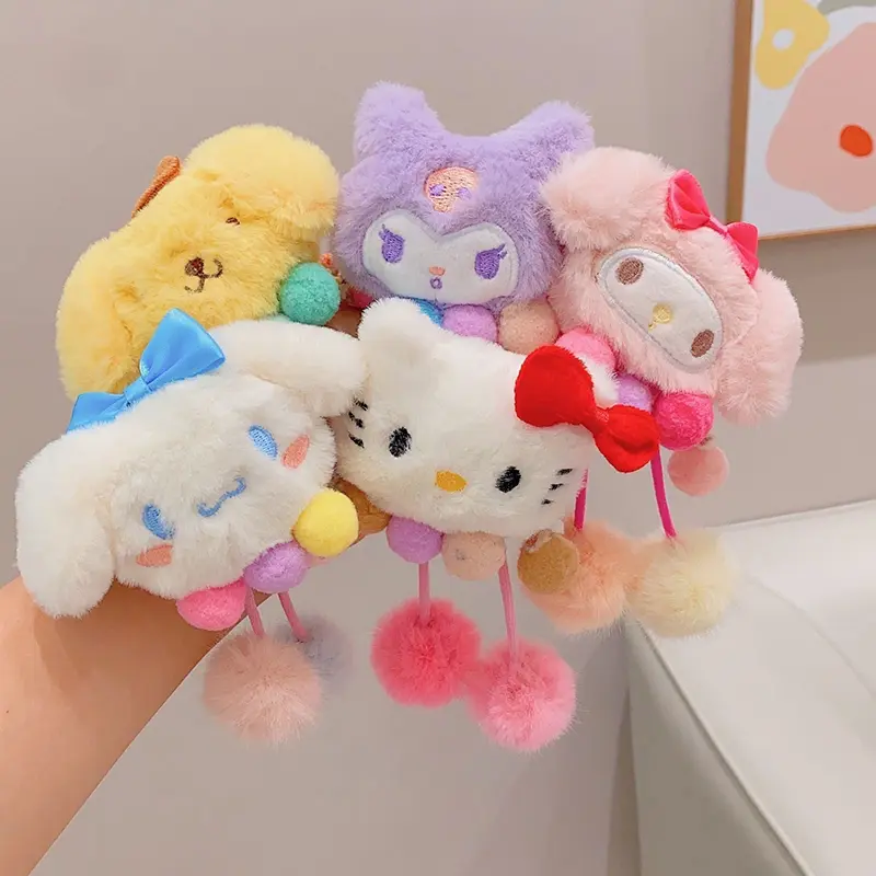 Dây Buộc Tóc Co Giãn Nhồi Bông Dễ Thương, Dành Cho Bé Gái, Thiết Kế Hoạt Hình Sanrio, Dây Buộc Tóc, Dây Cao Su, Phụ Kiện Cài Tóc, Phụ Kiện Tóc 4