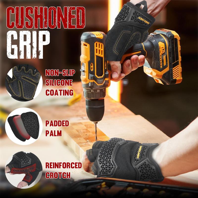 Fingerless Tactical Gloves, 1 Pair Non-slip Work Gloves with Finger Pull Tabs, Mechanical Gloves, Driver Gloves, Universal Cycling Gloves 2