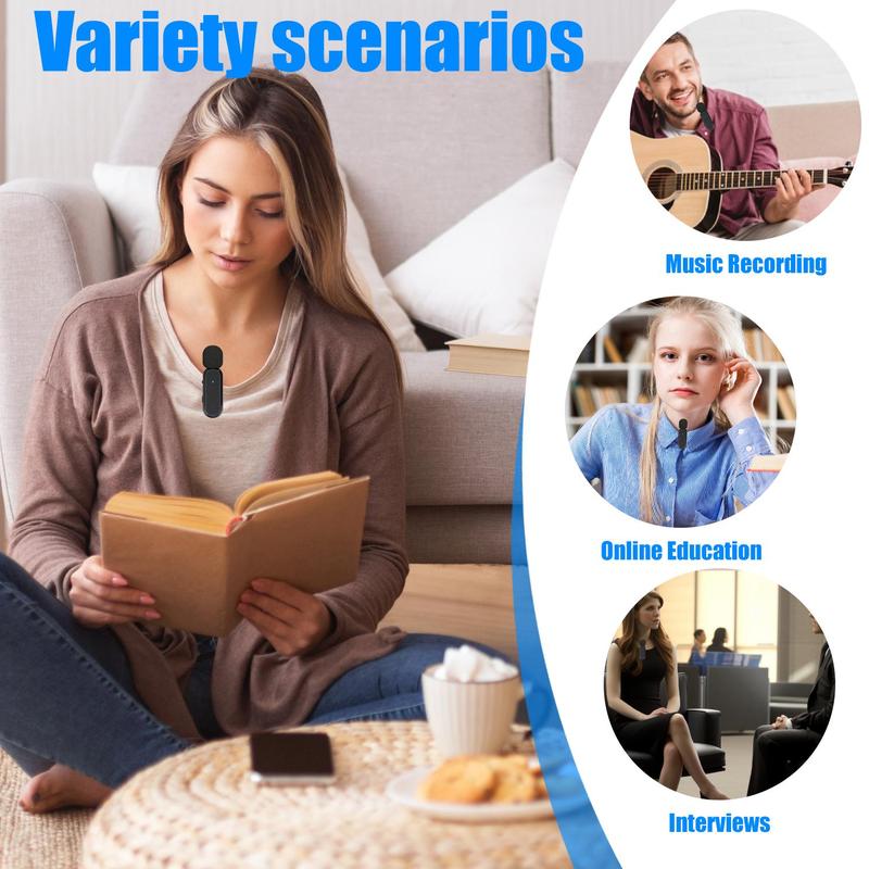 Product Introduction of Wireless Lavalier Microphone, USB Rechargeable Wireless Microphone, Noise Reduction Technology Microphone for Live Streaming & Video Blogging 7