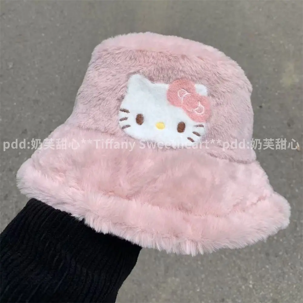 Mũ Ngư Dân, Thiết Kế Hoạt Hình Kitty Dễ Thương, Phong Cách Ins, Mũ Bucket Người Nổi Tiếng Trên Internet, Dễ Phối Đồ, Thích Hợp Cho Mùa Thu Và Mùa Đông, Màu Hồng, Cho Bé Gái
