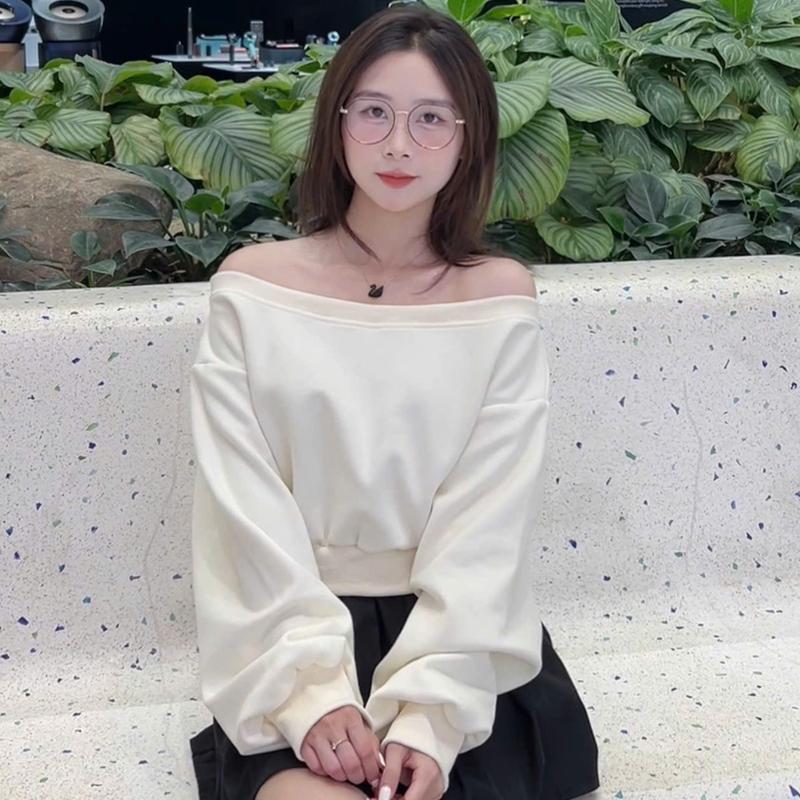 ( GIẢM SÂU NGƯNG BÁN )Áo kiểu nữ, Áo sweater trễ vai, Áo nỉ croptop khoét vai phong cách sexy cá tính AOT185 Women Hoodie