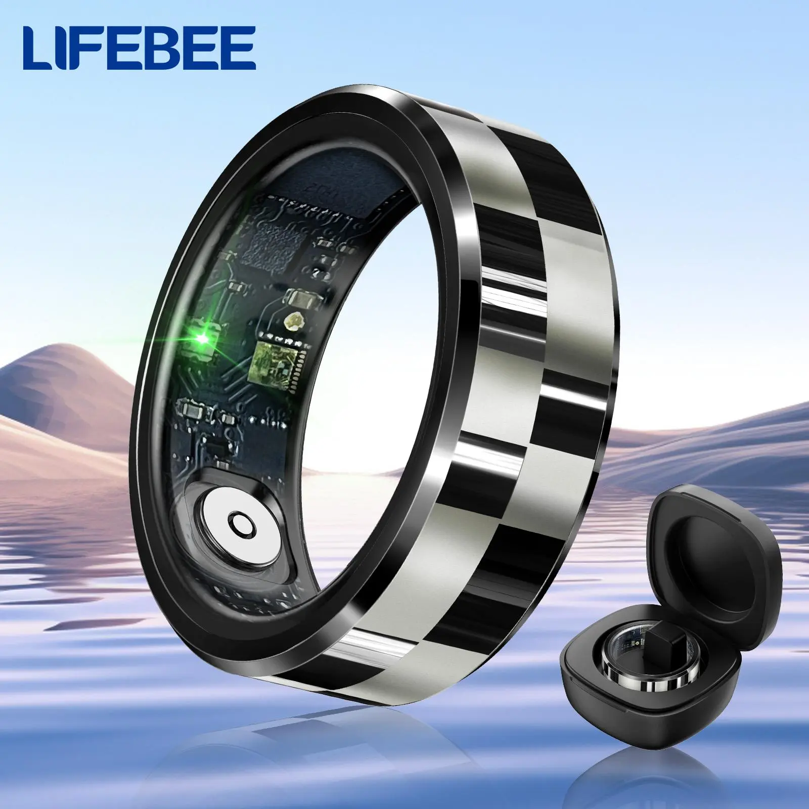 Smart Ring, USB Rechargeable Stainless Steel Design Fitness Tracker with Gesture Control, Fashionable Wearable Devices for Men & Women