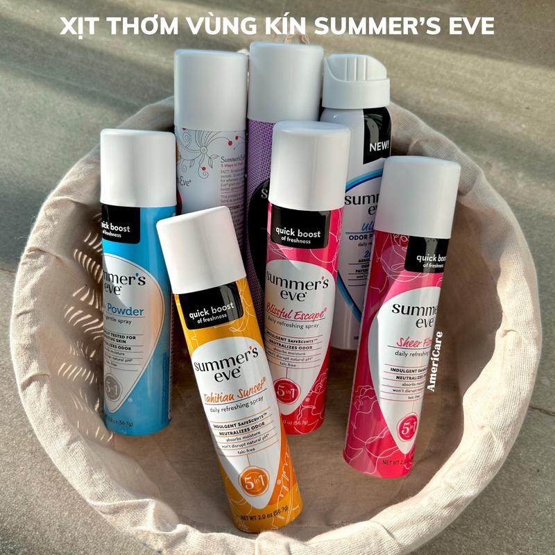 [Che tên] Xịt thơm vùng kín Summer's Eve, khử mùi, làm thoáng cô bé lưu hương lâu, americarevn