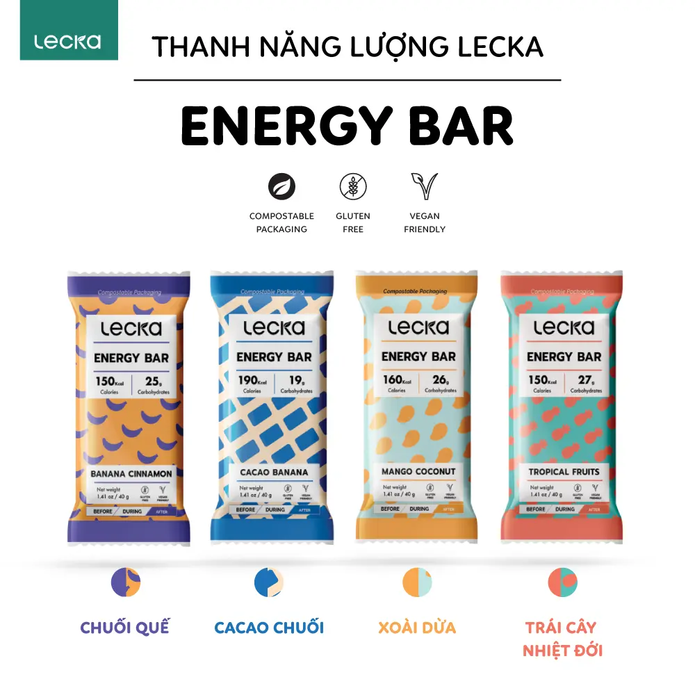 Thanh Dinh Dưỡng Bổ Sung Năng Lượng Lecka Energy 40g - Sản Phẩm Không Đường Với Hương Vị Thơm Ngon Từ Trái Cây Tự Nhiên