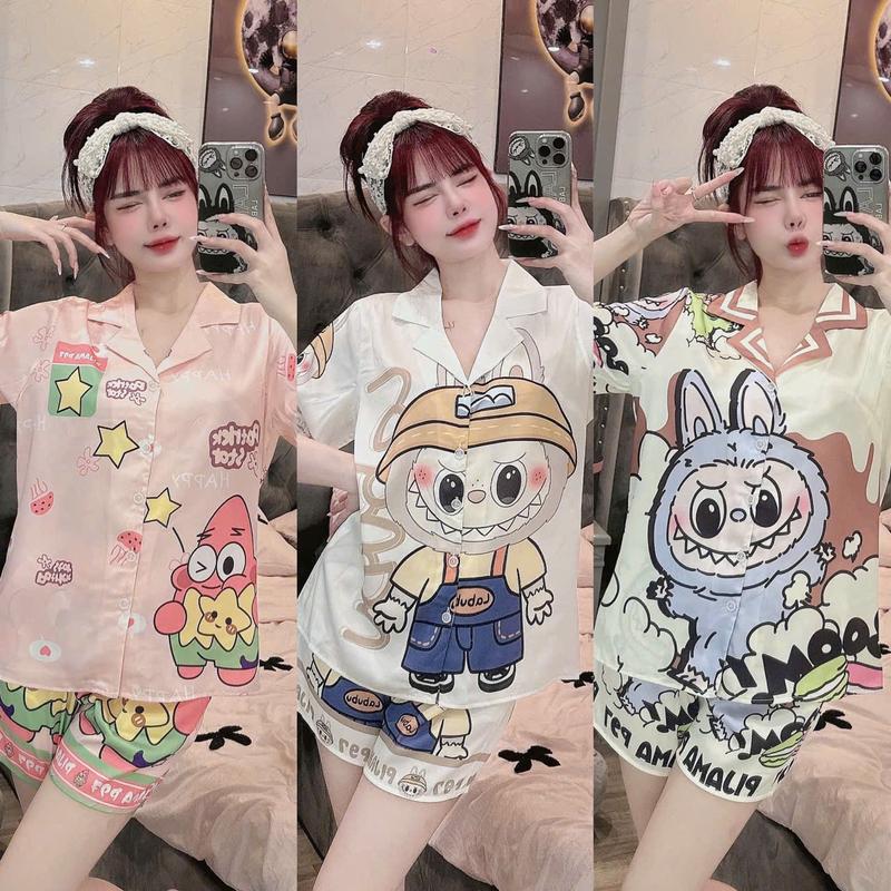  Đồ bộ đùi lụa thiết kế mới dể thương  đồ bộ nữ mặc nhà thoải mái  pijama nữ lụa mịn mát  size dưới 60kg  đồ bộ pizama 