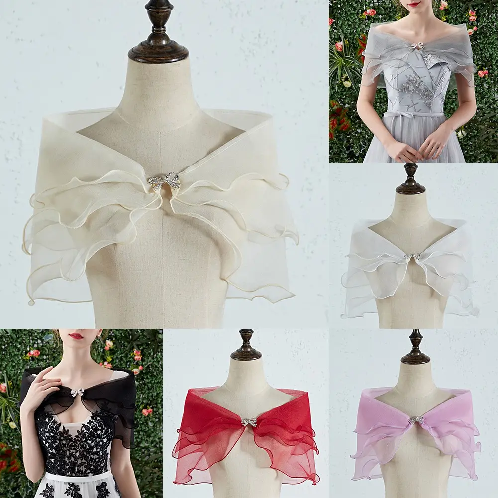 <HEPE Fashion> Women Evening Party Shrug Solid Color Shawl Dress Cover Up Shoulder Cape Wedding