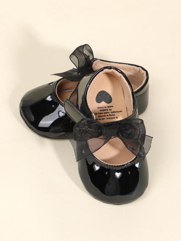 Baby's Cute Bowknot & Heart Design Flat Shoes, Fashionable Soft Comfortable Princess Shoes for Baby Girls, Perfect for Party, Daily Clothing Decor 2
