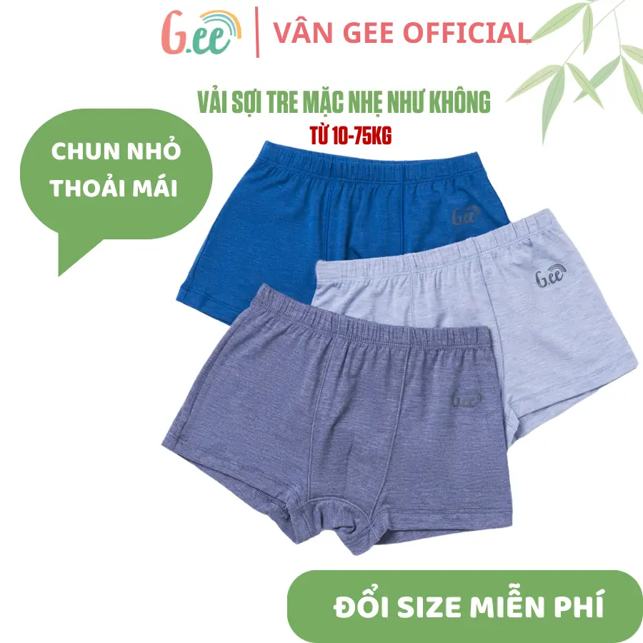 Quần chip bé trai, set 3 quần xì, quần lót bé trai dáng đùi vải gỗ sồi cực mềm mướt, thoải mái cho bé khi mặc