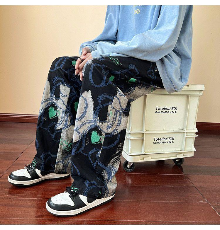 Product Introduction of Autumn Dopamine Wide-Leg Pants for Men, Trendy Brand, Small Design, New Style, Student Straight Loose Casual Versatile Long Pants wide  ribcage  outfit celana  maharani  kemala celana  kulot  lope  lope 20