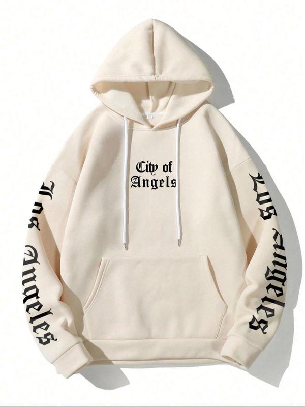 Unisex Men's Personalized Essentials Hoodie, Letter Print Pocket Drawstring Hoodie, Loose Casual Long Sleeve Hooded Sweatshirt, Men's Stylish Pullover Top 3