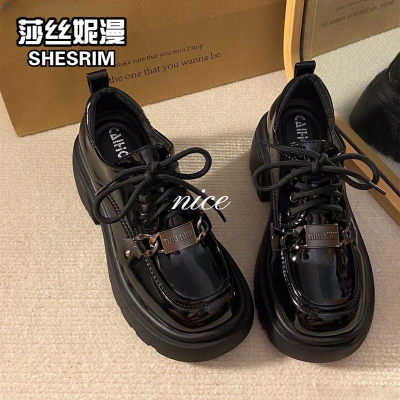 Product Introduction of Sasni High-Value Height-Increasing Thick-Soled JK Small Leather Shoes 2025 Spring New Retro British Versatile Lace-Up Shoes Footwear 25
