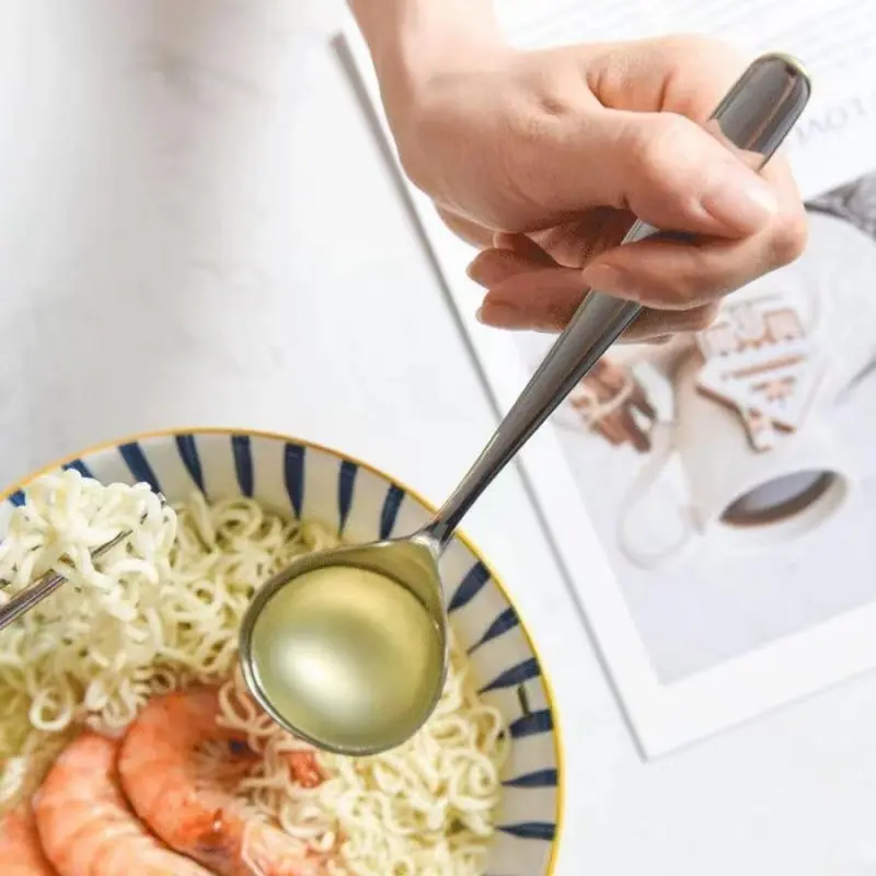 Stainless Steel Long Handle Soup Spoon, 1 Count Korean Style Large Capacity Ramen Noodle Spoon, Thickened Soup Spoon, Kitchen Utensils for Home 6
