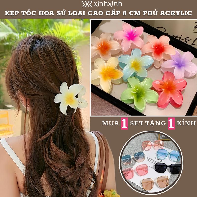  Kẹp Tóc Hoa Sứ Loại Cao Cấp Phủ Acrylic 8cm Tặng Kèm Kính Thời Trang Nữ Khi Mua Theo Set Women kẹptóc hoasứemijay 
