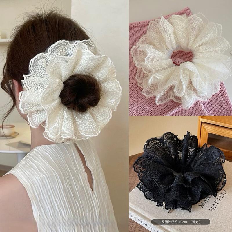 Cột Tóc Buộc Tóc Ren Scrunchies Ren Tiểu Thư Nhiều Màu Kẹo Ngọt Loli