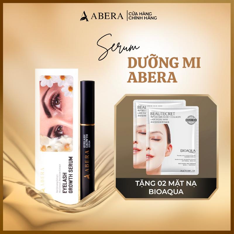Serum Dưỡng Mi Abera - Kích Thích Mi Mọc Dài và Dày Cực Nhanh, Mi Tự Nhiên Chắc Khỏe Không Gãy Rụng - Tặng 1 Mặt Nạ Nhau Thai Cừu