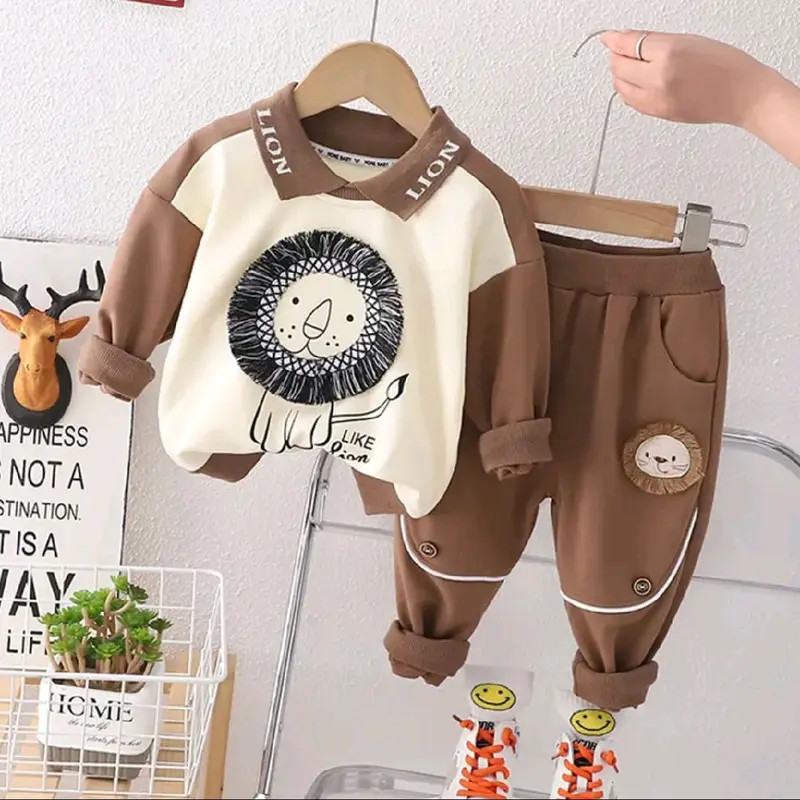 SETELAN SWEATER ANAK LAKI LAKI DAN PEREMPUAN TERBARU BAHAN ADEM MOTIF LION 1-5 TAHUN Boys Girls Zinc Alloy pas 2