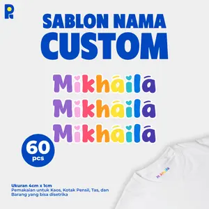 PIKAPIK 60 Pcs Label Stiker Free Custom Nama DTF Seragam Tepak Topi Serbaguna