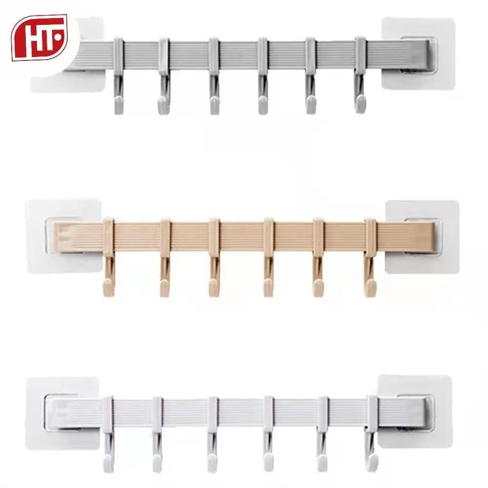 Non-marking hook kitchen bathroom wall suction plastic six-row hook Light Organiser