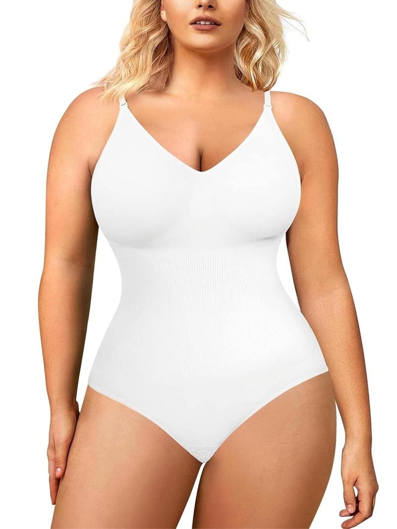 Product Introduction of Women's Solid Backless V Neck Shapewear Bodysuit, Hook Eye Design Basic Minimalist Adjustable Strap Bodysuit, Ladies Shapewear for Daily Wear, Tummy Tuck Garment 5