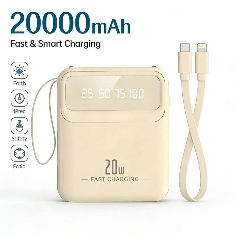Pin sạc dự phòng 20000mAh 4 đầu ra tương thích nhiều điện thoại, cục sạc dự phòng tích hợp 2 đèn pin led hiển thị