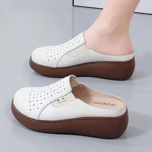 TOP Sendal Sandal Santai Tinggi 3.5cm Sneakers Slop Wanita Modern Fashion Korea Putih Abu Grey 36 37 38 39 40 KG2846