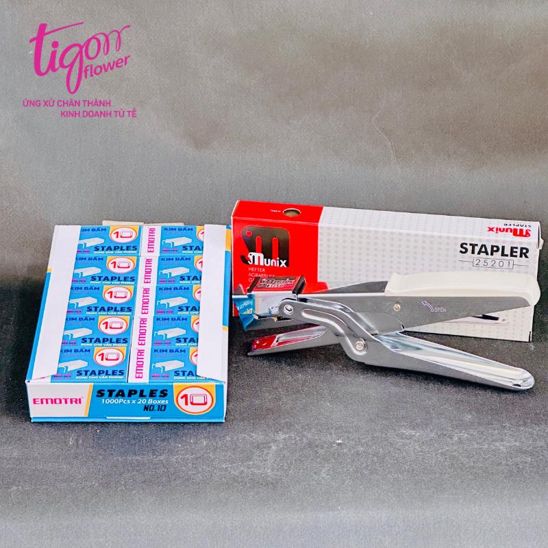 [Munix] Combo máy bấm kim số 10 kèm 1 hộp kim bấm số 10 (20 gói nhỏ) tiện lợi, dễ sử dụng