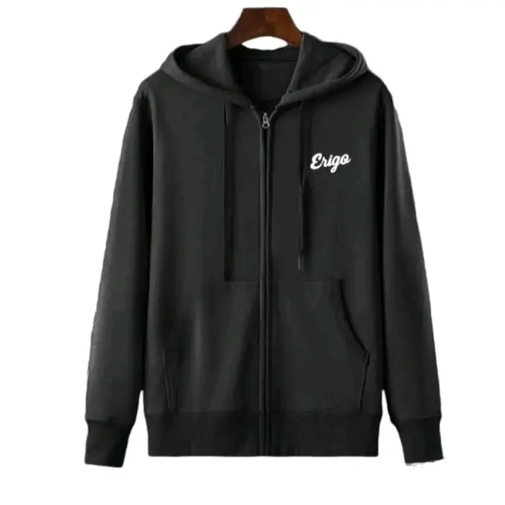 Jaket Resleting erigo Text putih Premium Jaket Sweater Hoodie Pria Dan Wanita Distro Jaket Musim Dingin Masa Terkini Jaket Naik Gunung |