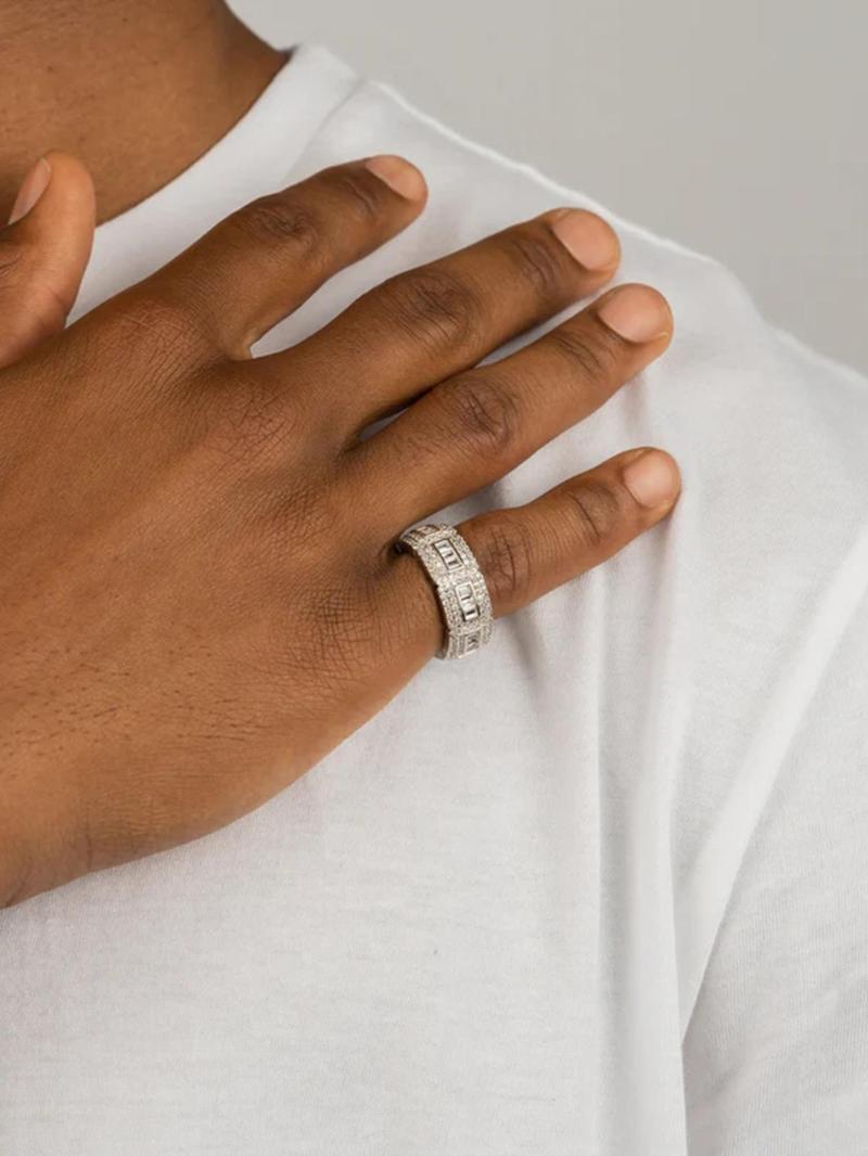 Product Introduction of Men's Rhinestone Decorated Ring, Fashion Jewelry for Party, Daily Clothing Decor, Trendy All-match & Exquisite Jewelry for Birthday Gift 0