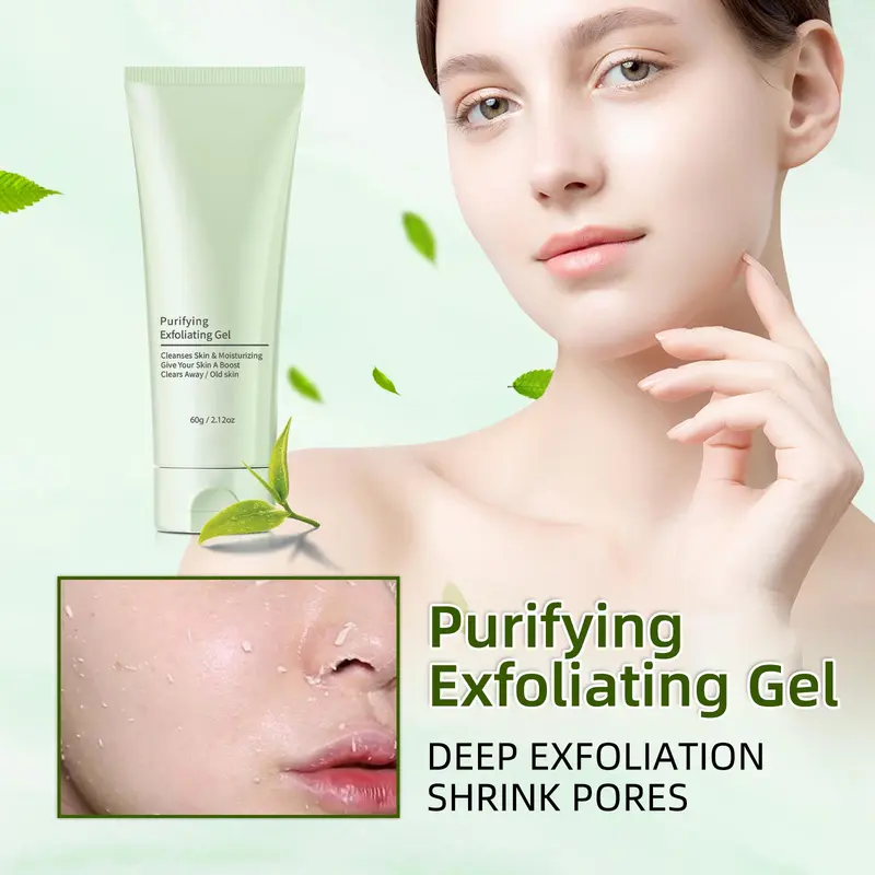 Green Tea Facial Scrub Gel, 1/2 Boxes Deep Cleansing Facial Scrub, Gentle Facial Exfoliating Gel, Facial Skin Care Product for Women & Men 6