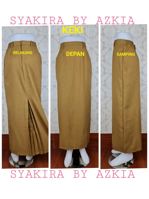 Rok kerja kantor wanita bahan model span warna pink baby,khaki, silver, coksu, putih, milo, dongker, abu tua dan maroon Brand Syakira by Azkia Putih Slim-fitting Stretch Formal 6