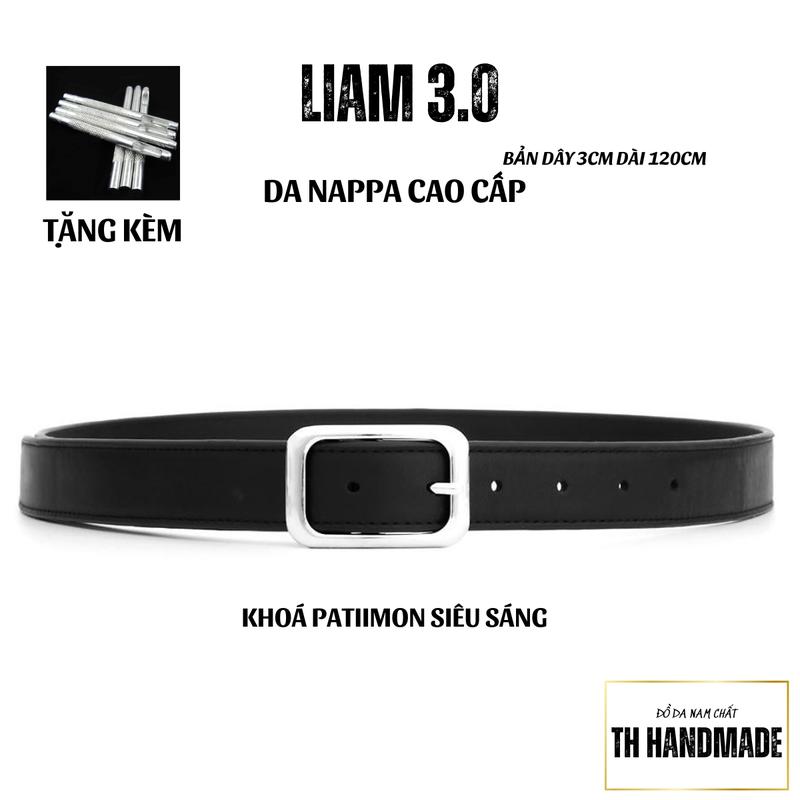 (Liam) Thắt lưng Liam Artemis (Unisex) | Màu đen bản 3cm cá tính - Da bò Nappa cao cấp - Bảo hành 2 năm Nam Cao Su