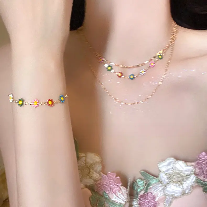Vòng Cổ Hoa Cúc Đầy Màu Sắc Dopamine, Phong Cách Mùa Hè, Dành Cho Phụ Nữ, Thiết Kế Độc Đáo Phong Cách Ins, Dây Chuyền Xương Đòn, Tươi Mới Và Thanh Lịch, Vòng Cổ Dễ Phối Đồ