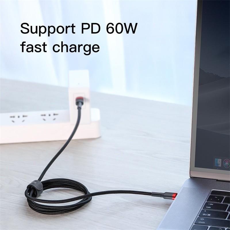 Baseus Kabel Data Cafule Type-C to USB C Cable PD2.0 60W Fast Charging (20V 3A) 2