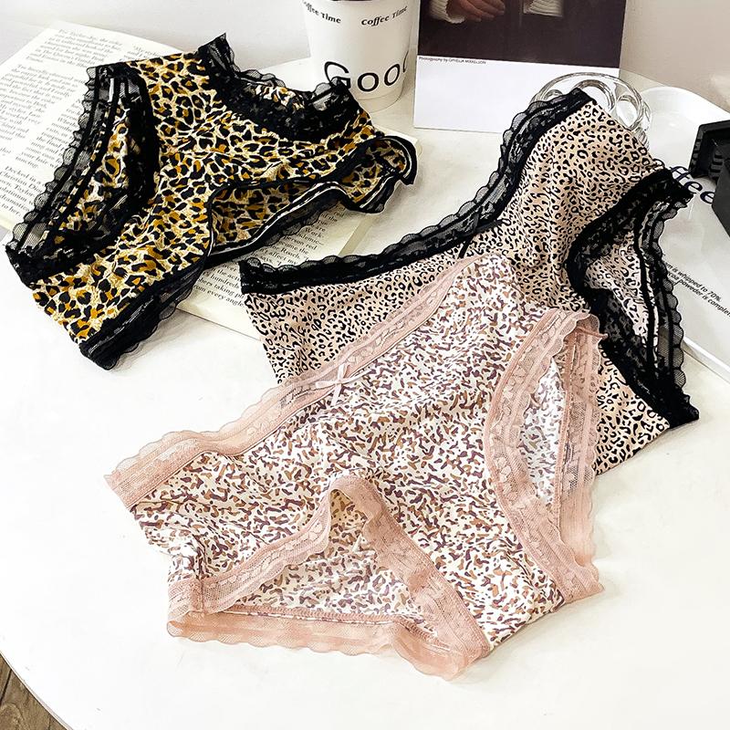 Combo 5 quần lót nữ thun lạnh họa tiết da beo da báo  phối viền ren cao cấp women