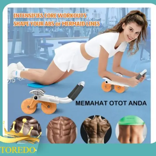 TOREDO - Ab Wheel Ab Roller Wheels Plank Trainer 2in1 Abdominal Core Roller Automatic Rebound Olahraga Gym Fitness Push Up