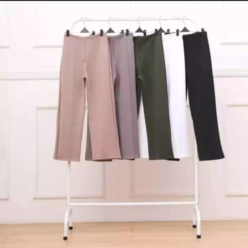 Kulot Resleting kulot highwaist scuba Premium adem celana wanita Panjang Celana Kerja Wanita Terbaru Fit Karet Fit Karet Melar Basic 8