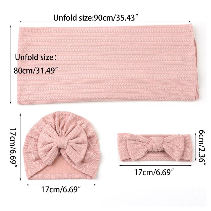 Product Introduction of 【Ready Stock】 3pcs Baby Swaddle Headband and Hat Set Newborn Receiving Blanket Shower Gift Photography Props Shower Gift for Boy Girl 0