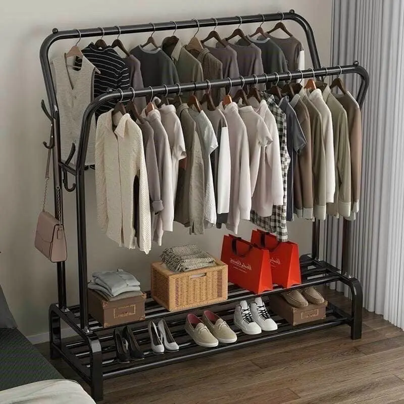 Giá Treo Quần Áo Kim Loại 2 Khung 2 Tầng, Chắc Chắn Có Thể Tự Lắp Dễ Dàng